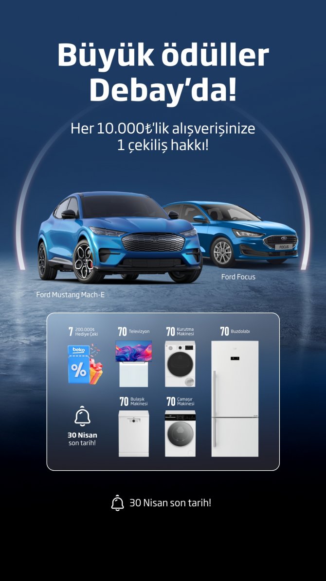 Her 10.000₺'lik alışverişinize 1 çekiliş hakkı!