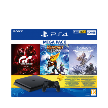 PS4 500GB Mega Paket(HZD-CE+GTS+RC+3ayP) Oyun Konsolu